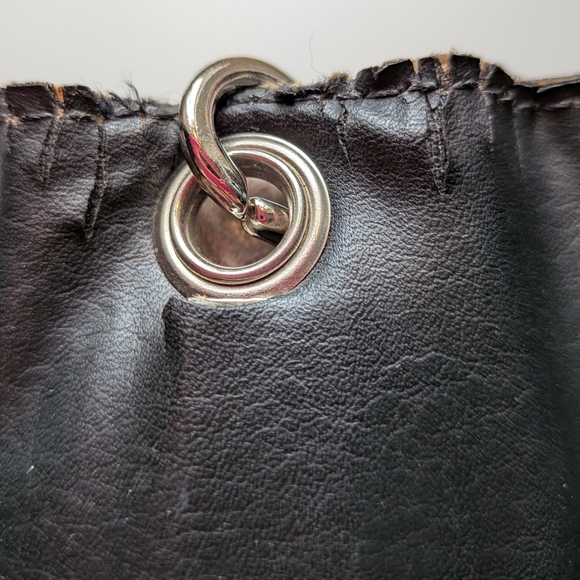 Due Fratelli Vintage Genuine Leather Crossbody Bag – Gold, Pink & Brown - Picture 8 of 9